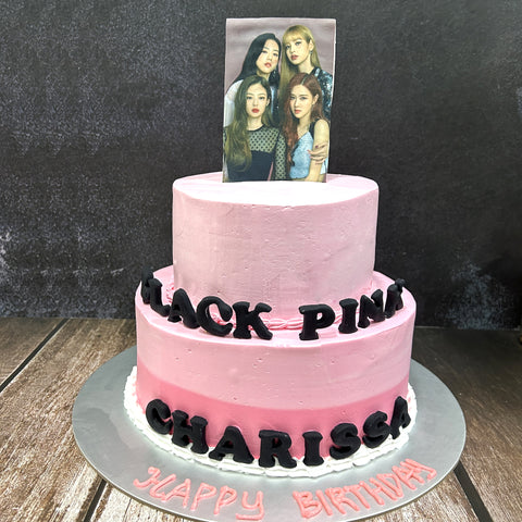Black Pink 2-Tiers Cake