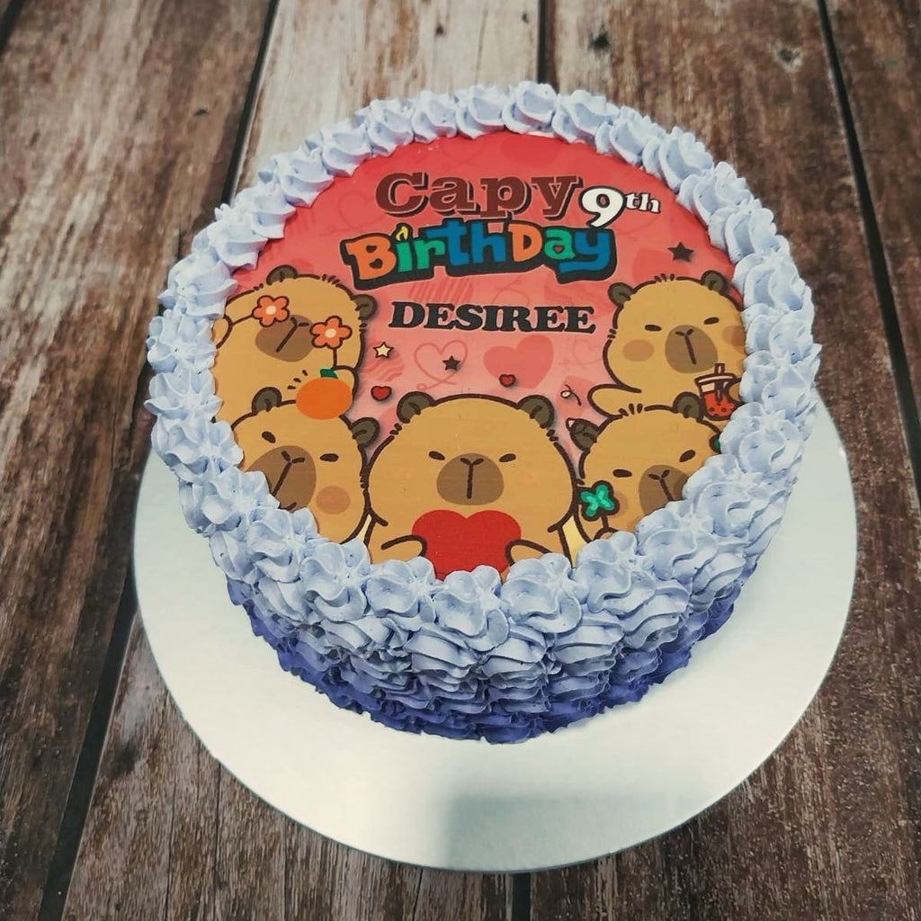 Capybara Edible Image Ombre Cake