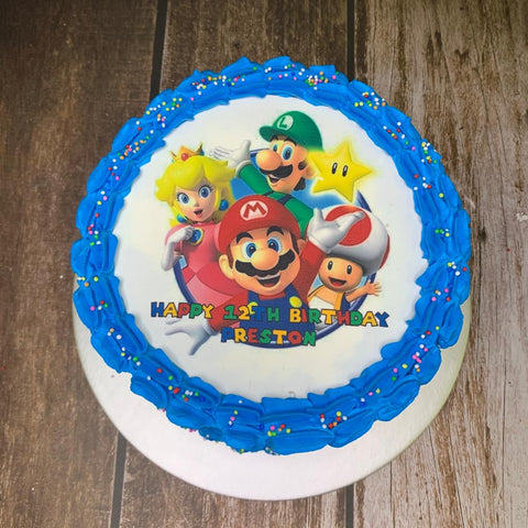 Mario icing image Ombre Cake (Smooth Finish with sprinkles)