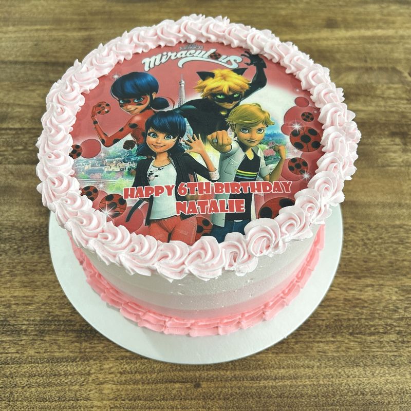 Miraculous Ladybug icing image Ombre Cake (Smooth Finish)