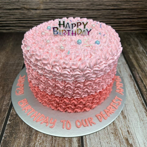 Ombre Cake (with sprinkles + Happy Birthday topper)