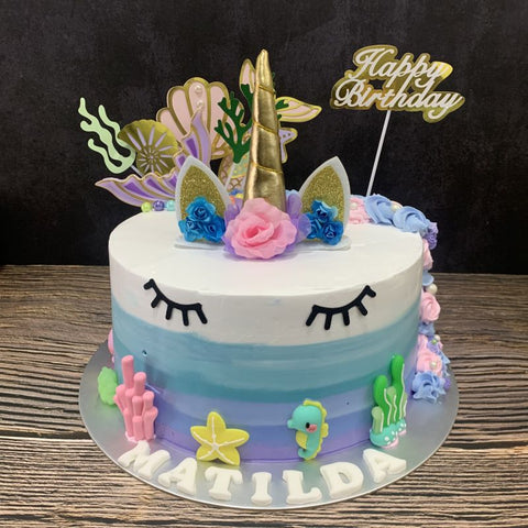 Unicorn & Mermaid Theme Rainbow Cake