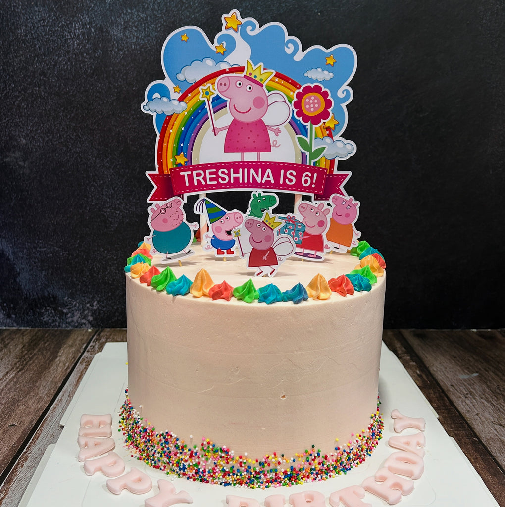 Peppa Pig Toppers Ombre Cake with sprinkles (Smooth Finish)