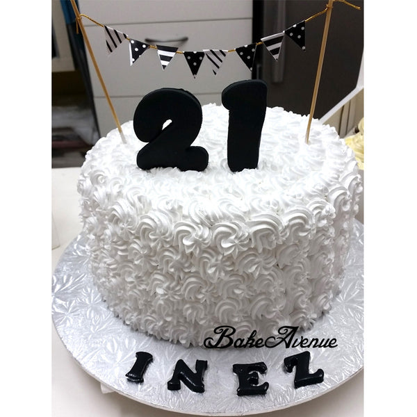 21st Birthday Ombre Black White Theme Cake
