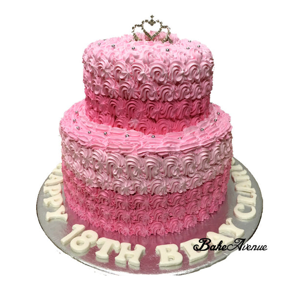 2 Tiers Pink Ombre Cake