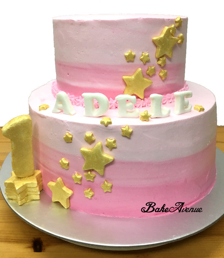 2 Tiers Pink Ombre Cake
