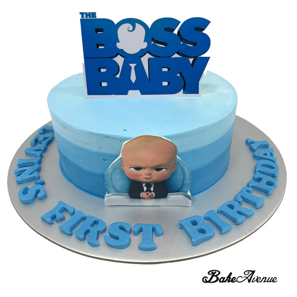 Baby Boss Ombre Cake with logo paper topper