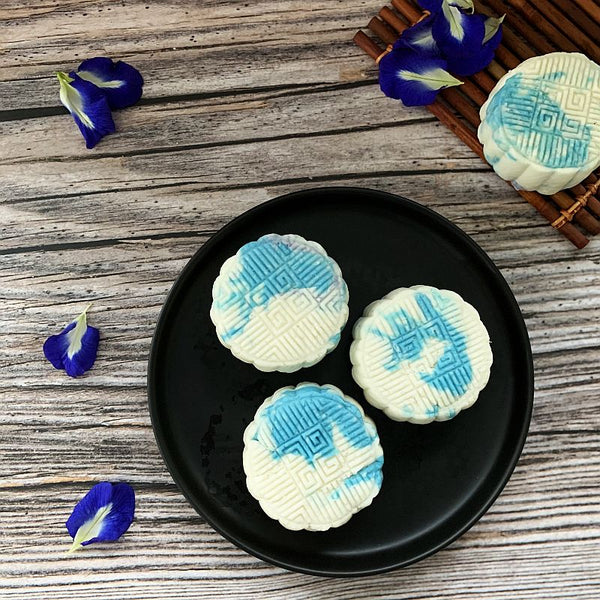 Blue Pea Snowskin Lotus Mooncakes (Single Yolk)