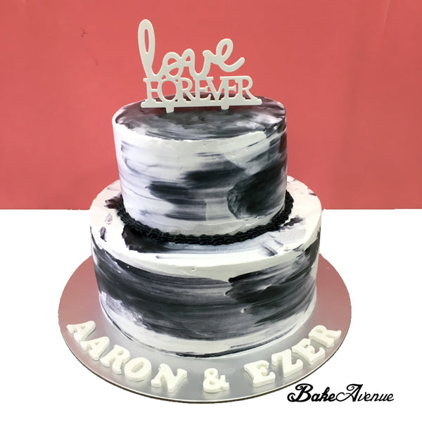 Wedding 2-Tiers Cake (Black White)