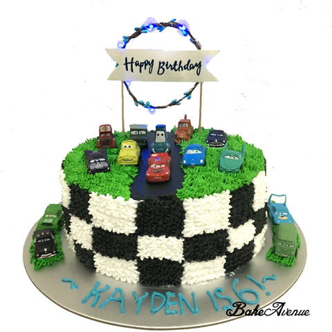 Cars (Movie) Topper Ombre Cake (Checked Design)