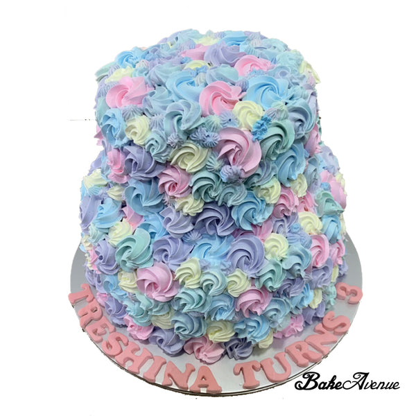 2-Tiers Floral Cake