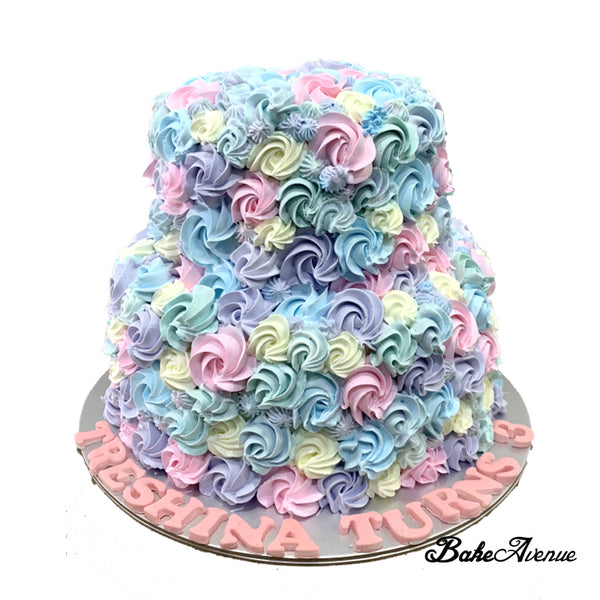 2-Tiers Floral Cake