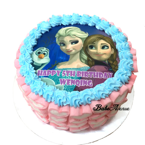 Frozen icing image Ombre Cake (surround with marshmallows)