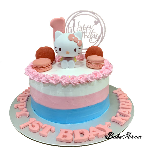 Hello Kitty Ombre Cake with toppers (Smooth Finish)