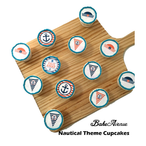 Nautical Theme icing image Cupcakes