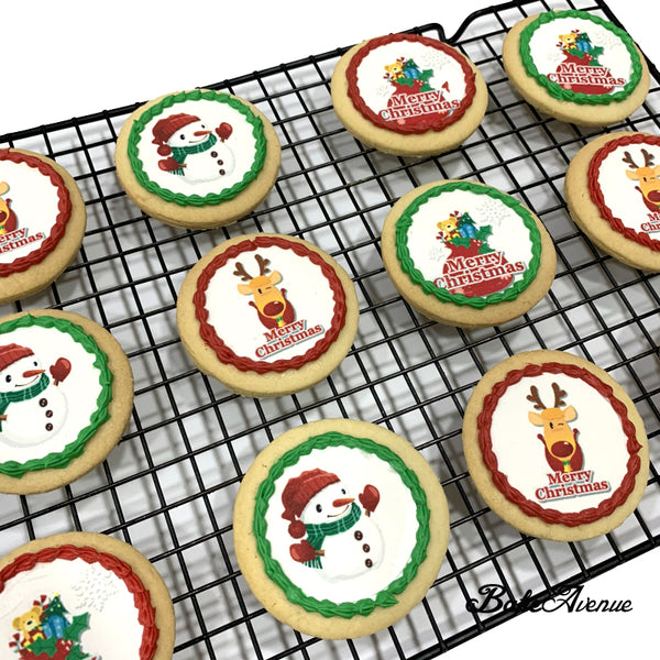Christmas Cookies - Christmas Round Icing Image Cookies - $3.30
