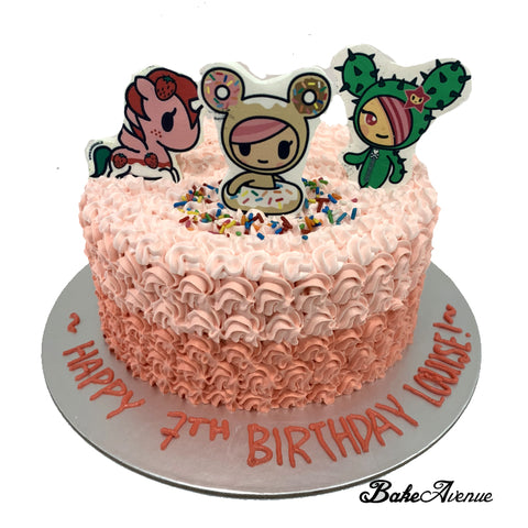 Tokidoki Ombre Cake with Edible Image fondant toppers
