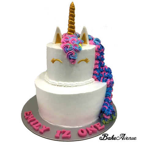 Unicorn 2 Tiers Rainbow Cake (Design 1)