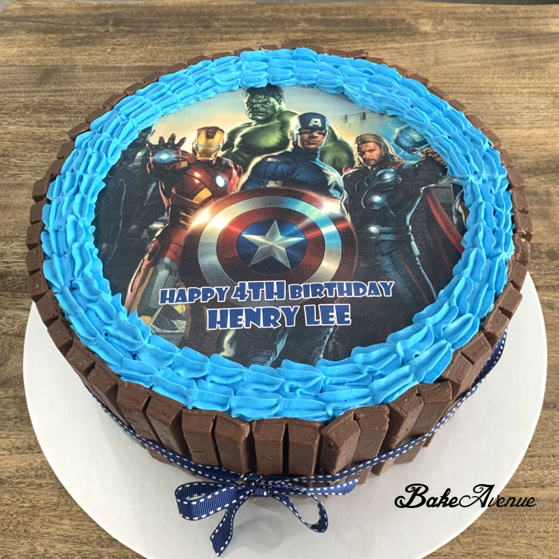 Avengers icing image Kit Kat Chocolate Cake