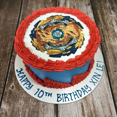 Beyblade Burst icing image Ombre Cake (Smooth Finish)