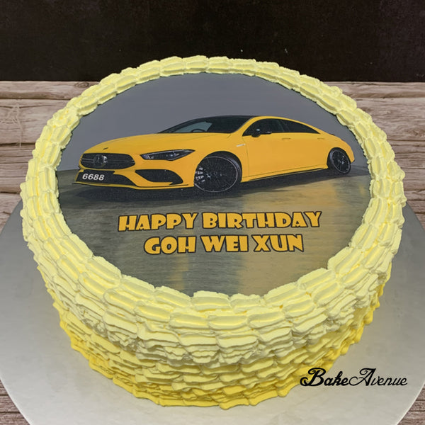 Cars Theme icing image Ombre Cake