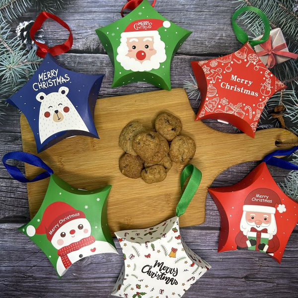 Christmas Cookies - Nutty Chocolate Chips Cookies in Star Boxes - $4.80