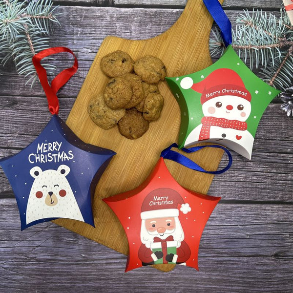 Christmas Cookies - Nutty Chocolate Chips Cookies in Star Boxes - $4.80