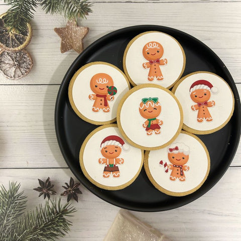 Christmas Cookies - Gingerbread man Round Icing Image Cookies (no skirting) - $3.30
