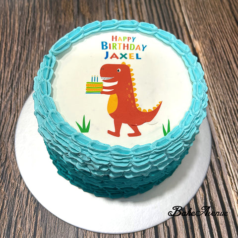 Dinosaur icing image Ombre Cake