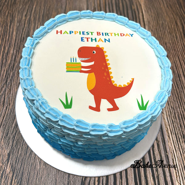 Dinosaur icing image Ombre Cake