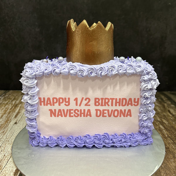 Half Year Old Purple Cake with Crown