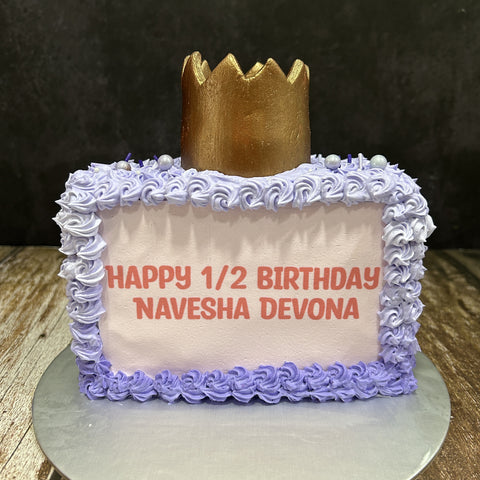 Half Year Old Purple Cake with Crown
