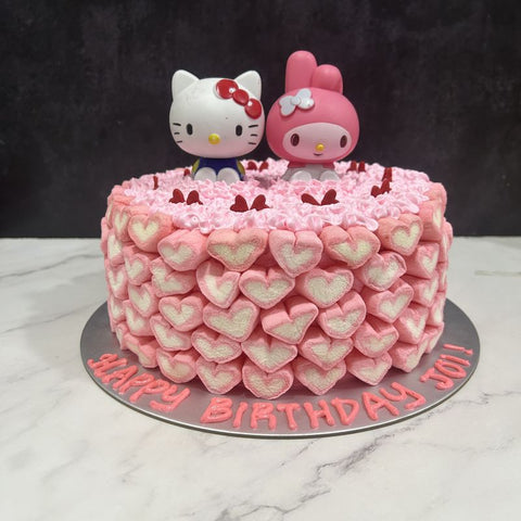 Hello Kitty My Melody Topper Ombre Marshmallow Cake (Heart)