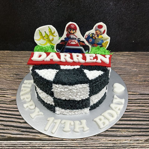 Mario Ombre Cake with 2D Image Fondant toppers