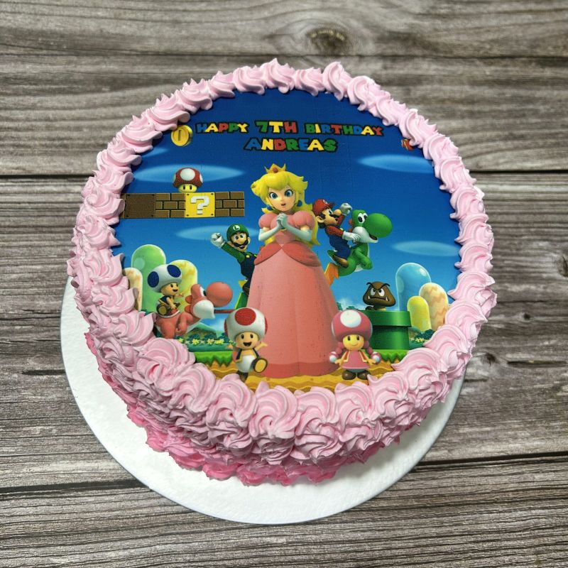 Mario Princess Peach icing image Ombre Cake