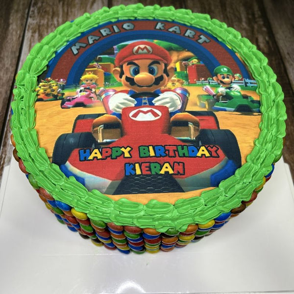 Mario icing image M&M Chocolate Cake