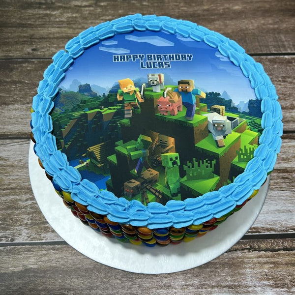 Minecraft icing image M&M Chocolate Cake