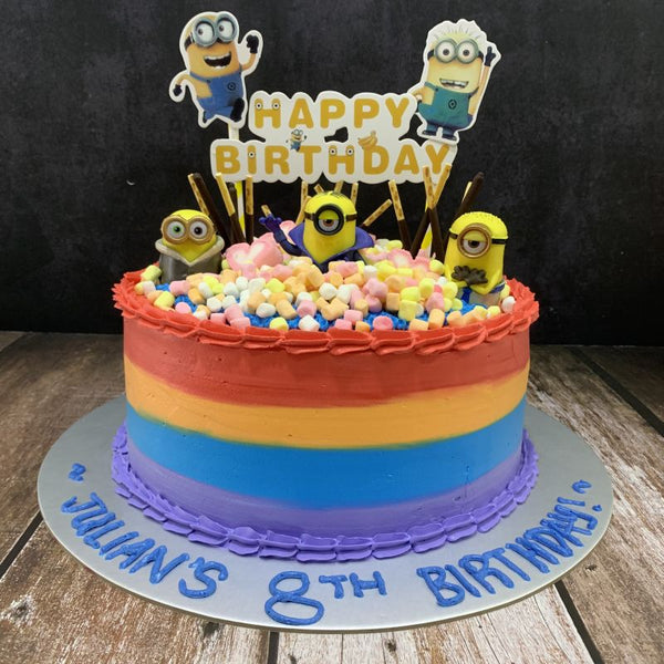 Minion Ombre Cake with toppers (Smooth Finish)