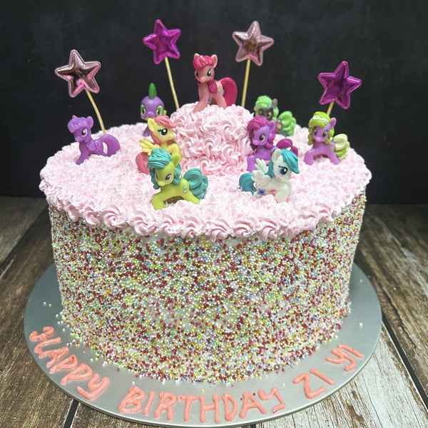 My Little Pony Toppers Rainbow Cake (with sprinkles surround)