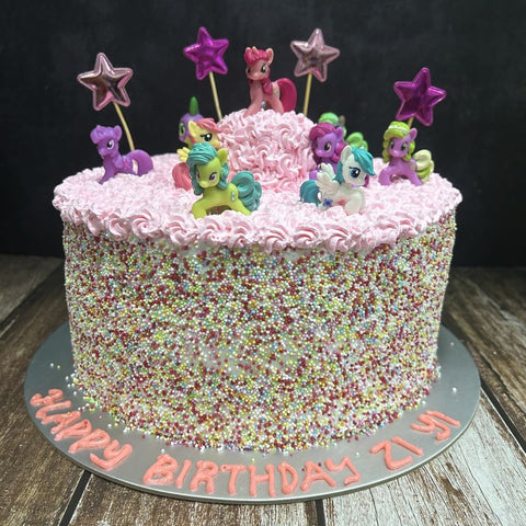 My Little Pony Toppers Rainbow Cake (with sprinkles surround)