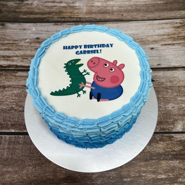 Peppa Pig (George & Dinosaur) icing image Ombre Cake