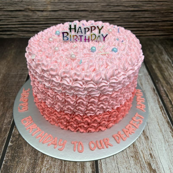 Ombre Cake (with sprinkles + Happy Birthday topper)