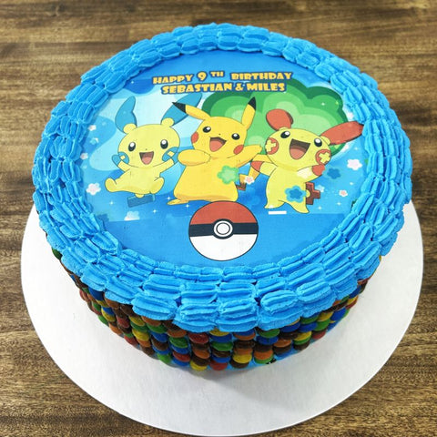 Pokemon icing image M&M Chocolate Cake