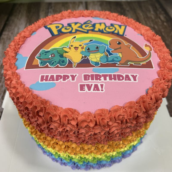 Pokemon icing image Rainbow Cake