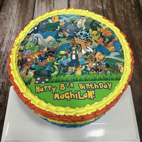 Pokemon icing image Rainbow Cake