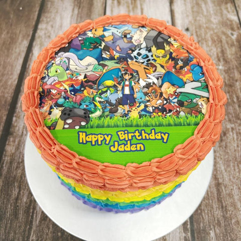 Pokemon icing image Rainbow Cake
