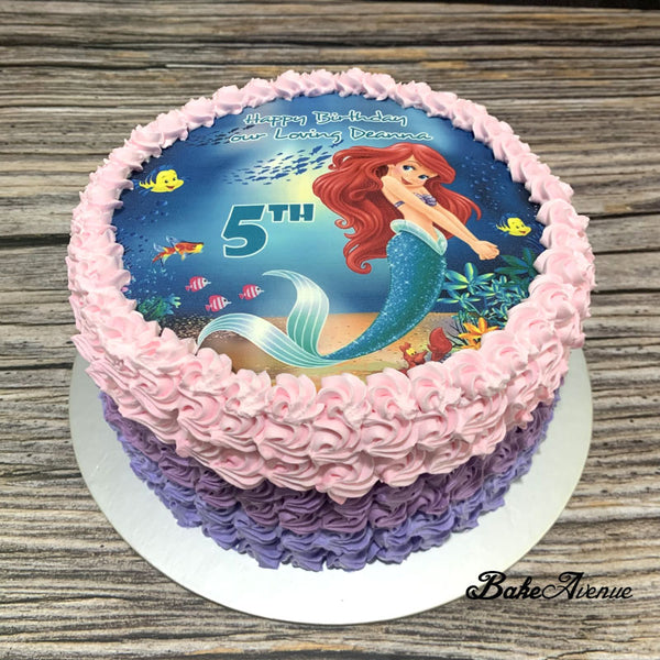 Princess Ariel/ Mermaid icing image Ombre Cake