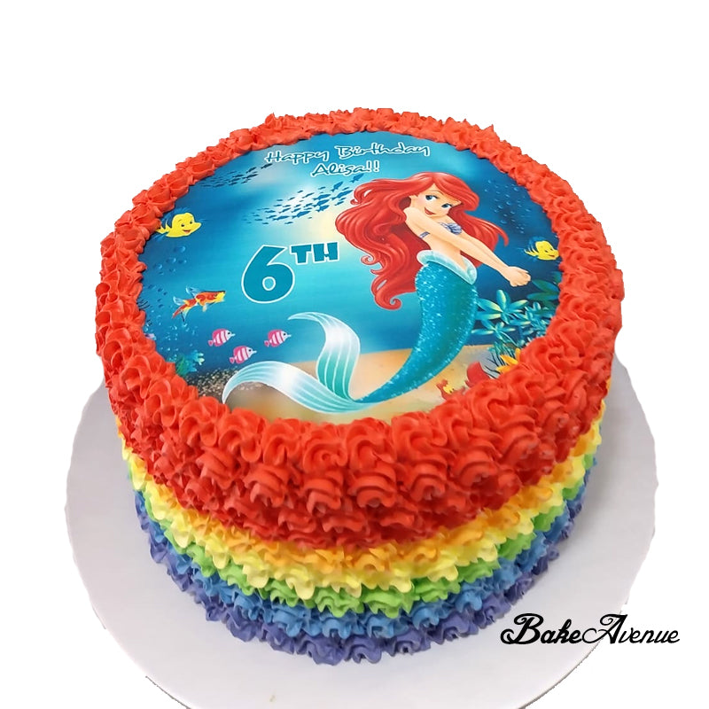 Princess Ariel/ Mermaid icing image Rainbow Cake
