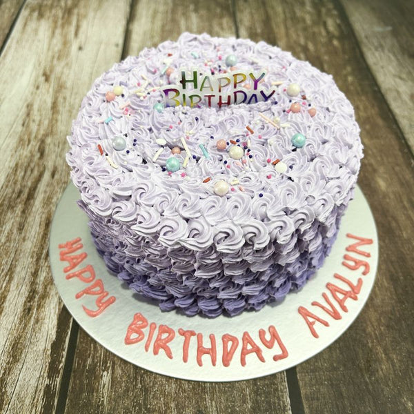 Ombre Cake (with sprinkles + Happy Birthday topper)