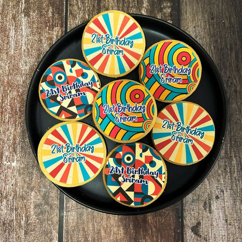 Retro Theme Customised Cookies (icing image) - no skirting